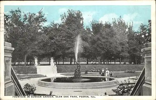 Peoria Illinois Fountain in Sunken Garden   Glen Oak Park Kat. Peoria