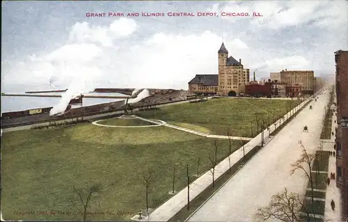 Chicago Illinois Grant Park and Illinois Central Depot Kat. Chicago
