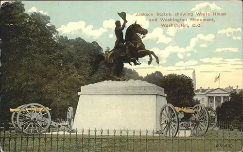 Washington DC Jackson Statue   showing White House Kat. Washington