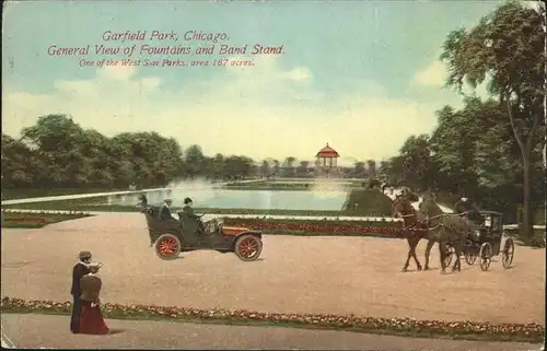 Chicago Park Garfield Park   General View of Fountains and Band Stand Kat. Chicago Park