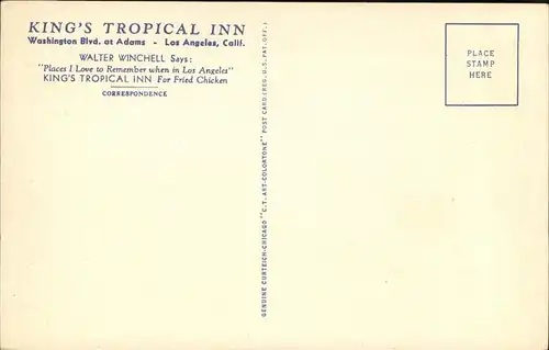 Los Angeles California Kings Tropical Inn   Corner Washington and Adams Kat. Los Angeles