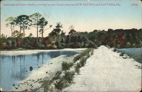 New Smyrna Beach Auto road of Oyster Shells crossing Spruce Creek Kat. New Smyrna Beach