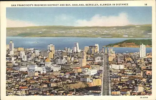 San Francisco California Business District and Bay   Oakland Berkeley Alamede in Distance Kat. San Francisco