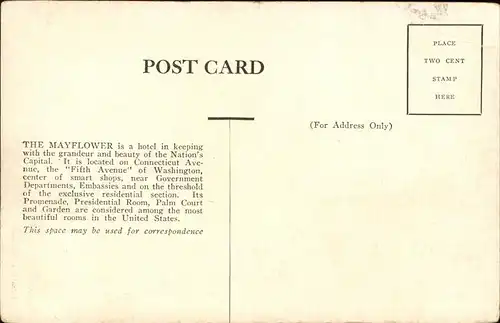 Washington DC The Mayflower Connecticut Ave Kat. Washington