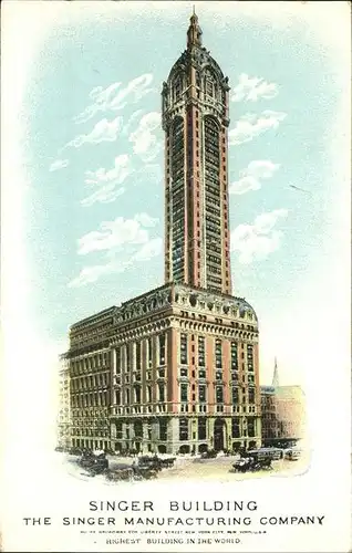 New York City Singer Building   The Singer Manufacturing Co / New York /