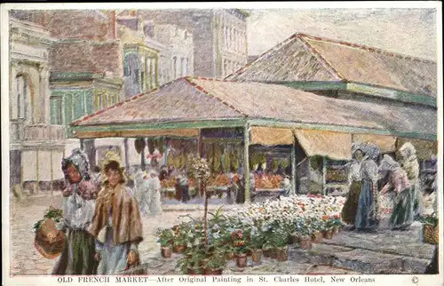 New Orleans Louisiana Old French Market after Original Painting Kat. New Orleans