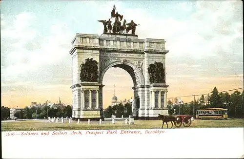 New York City Soldiers and Sailors Arch Prospect Park Entrance Pferdewagen Strassenbahn / New York /