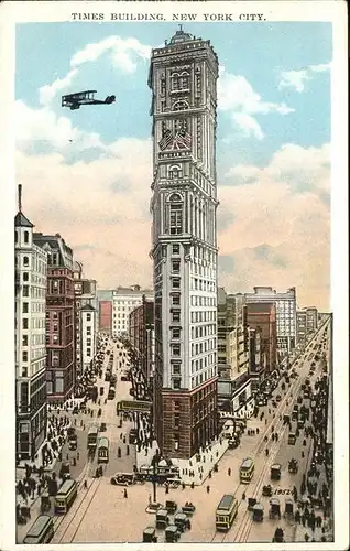 New York City Times Building Autos Strassenbahn Flugzeug / New York /