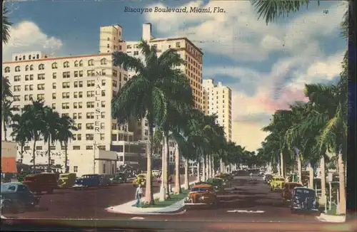 Miami Florida Biscayne Boulevard Autos Palmen Kat. Miami