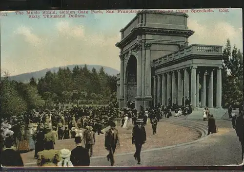 San Francisco California Golden Gate Park Musik Stand Kat. San Francisco