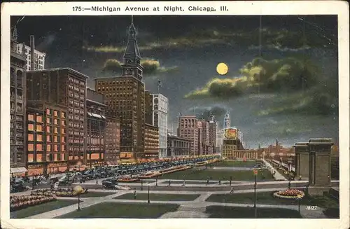Chicago Illinois Michigan Avenue Nacht Kat. Chicago