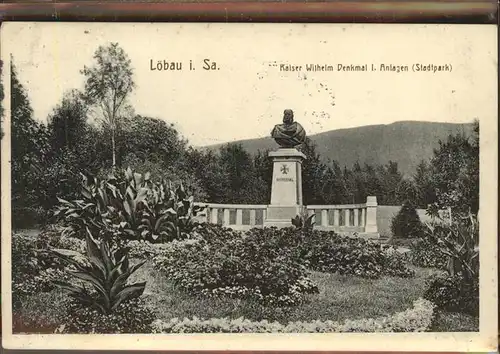 wz77702 Loebau Sachsen Kaiser Wilhelm Denkmal Stadtpark Kategorie. Loebau Alte Ansichtskarten
