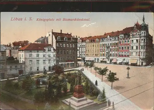 wz78364 Loebau Sachsen Koenigsplatz Bismarckdenkmal Kategorie. Loebau Alte Ansichtskarten