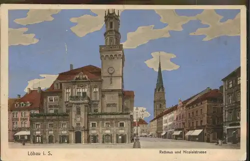 wz78390 Loebau Sachsen Rathaus Nicolaistrasse Kategorie. Loebau Alte Ansichtskarten