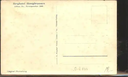 wz78400 Loebau Sachsen Berghotel Honigbrunnen Kategorie. Loebau Alte Ansichtskarten