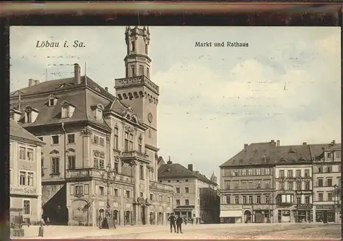 wz78420 Loebau Sachsen Markt Rathaus Kategorie. Loebau Alte Ansichtskarten
