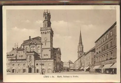 wz78434 Loebau Sachsen Markt Rathaus Kirche Kategorie. Loebau Alte Ansichtskarten