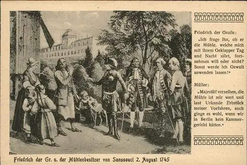 Adel Friedrich der Grosse Muehlenbesitzer von Sanssouci Kat. Koenigshaeuser