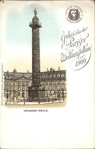 Exposition Universelle Paris 1900 Vendome Saeule Kat. Expositions