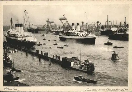 Dampfer Oceanliner Ausreise Ozeansdampfer Hamburg Kat. Schiffe