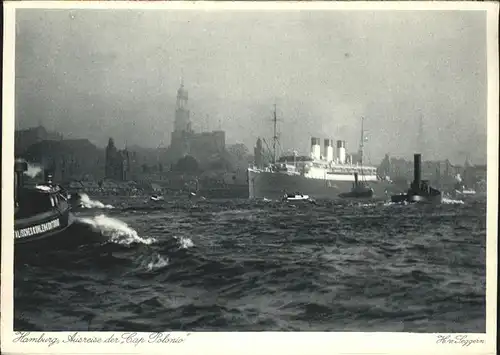 Dampfer Oceanliner Ausreise Cap Polonio Hamburg Kat. Schiffe