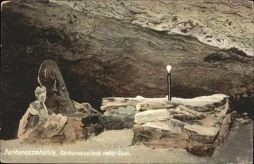 Hoehlen Caves Grottes Tropfsteinhoehle Barbarossahoehle Kyffhaeuser Barbarossatisch Barbarossastuhl / Berge /