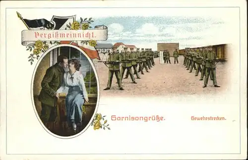 Schwarz Weiss Rot Garnisongruesse Gewehrstrecken Soldaten Soldatenliebe / Heraldik /