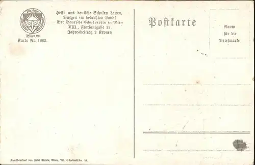 Verlag Schulverein Nr Nr. 1063 Wanderer / Bund der Deutschen /