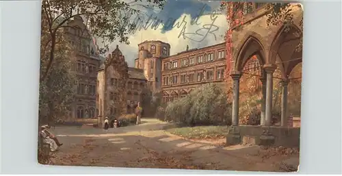 Hoffmann Heinrich Heidelberg Schlosshof / Kuenstlerkarte /