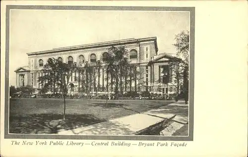 Bibliothek Library Public Library Central Building Bryant Park Facade / Gebaeude /