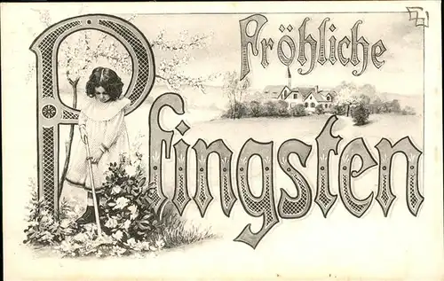 Pfingsten Pentecost Pentecote Maedchen / Greetings /