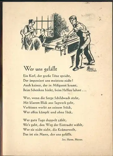 Handwerk Gedicht Wer uns gefaellt Herm. Meyer / Handwerk /