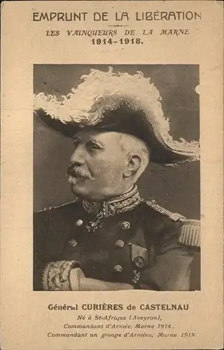 Generaele General Curieres de Castelnau / Militaria /
