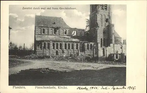 Flandern Passchendaele Kirche  Kat. 