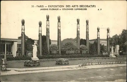 Exposition Arts Decoratifs Paris 1925 Jardins Floraux Colonnes Lumineuses /  /