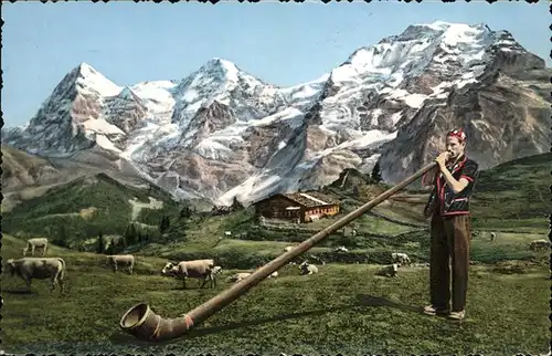 hw17942 Alphorn Schafe Kategorie. Musik Alte Ansichtskarten