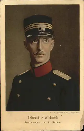 Soldatenportrait Oberst Steinbuch Kommandant der 5 Division Kat. Militaria
