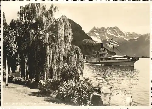 Dampfer Binnenschifffahrt Quai Territet Dents du Midi Kat. Schiffe