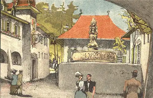 Landesausstellung Bern 1914 Doerfli Brunnen Kat. Expositions