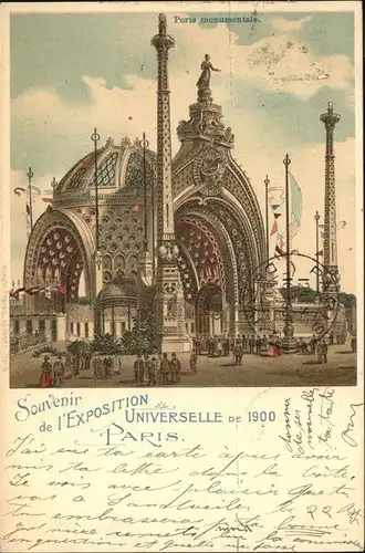 Exposition Universelle Paris 1900 Porte monumentale Kat. Expositions