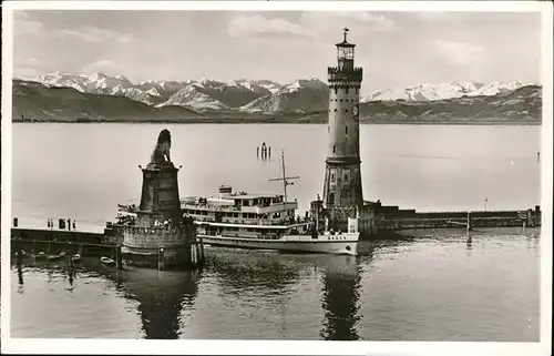 Dampfer Binnenschifffahrt Baden Leuchtturm Lindau Bodensee  Kat. Schiffe