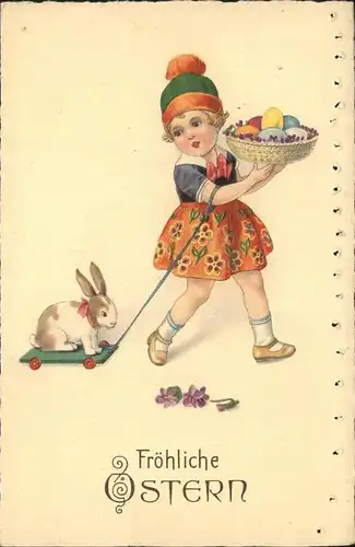 Ostern Easter Paques Hase Ostereier Kind / Greetings /