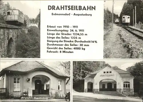 Bergbahn Drahtseilbahn Erdmannsdorf Augustusburg Kat. Bahnen