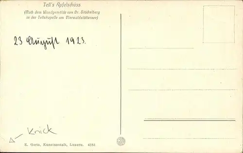 Tell Wilhelm No. 4381 Apfelschuss Dr. Stueckelberg Kat. Persoenlichkeiten