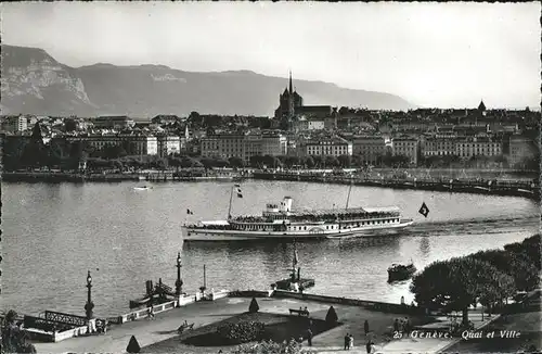 Dampfer Seitenrad Geneve Quai et Ville Kat. Schiffe