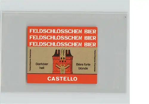 Bier Feldschloesschen Rheinfelden Castello Schweiz Kat. Lebensmittel