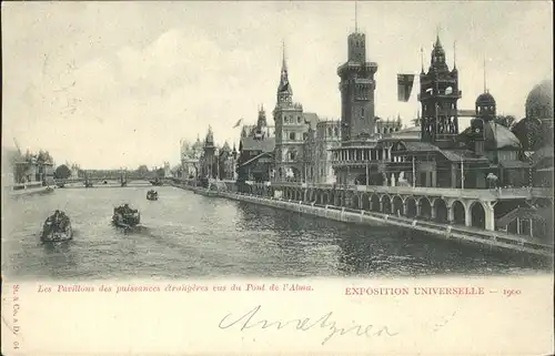 Exposition Universelle Paris 1900 Pont de l Alma Pavillon des puissances Kat. Expositions