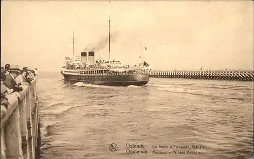 Dampfer Oceanliner Ostende La Malle Princesse Astrid Kat. Schiffe