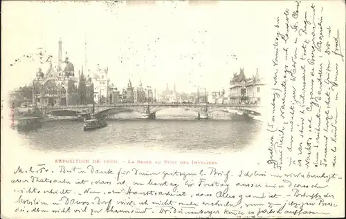 Exposition Universelle Paris 1900 Seine Pont des Invalides Kat. Expositions