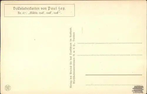 Liederkarte Paul Hey Nr. 67 Maedle ruck ruck ruck Kat. Musik